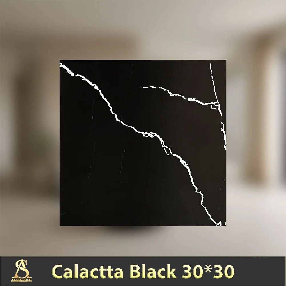 Calcatta Black سرامیک مات 30*30 طرح کلکته مشکی | کاشی آلسن - تصویر 1